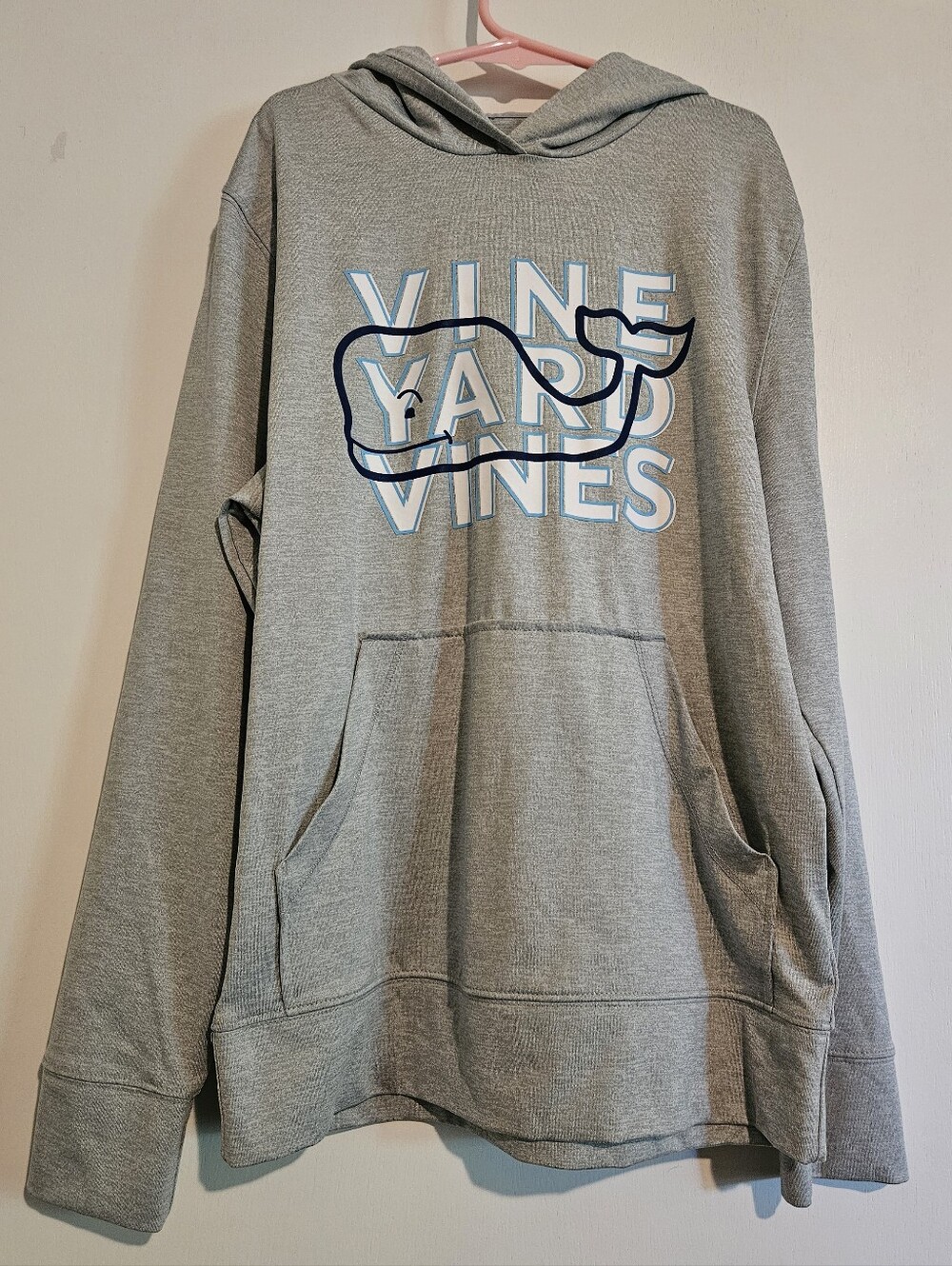 Vineyard Vines Girls Medium 12-14 Gray Performance Hoodie Whale Logo